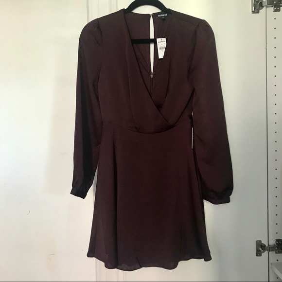Express Dresses & Skirts - NWT Express Burgundy long sleeve dress